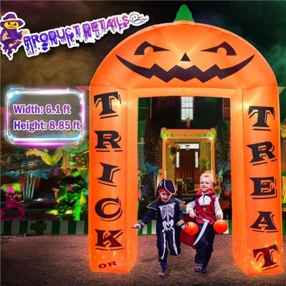 8 FT Halloween Inflatable Pumpkin Archway Decor, Pumpkin Inflatable Yard